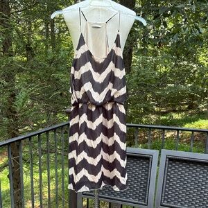 Amber Blue Black and cream zig zag spaghetti strap dress sz M
